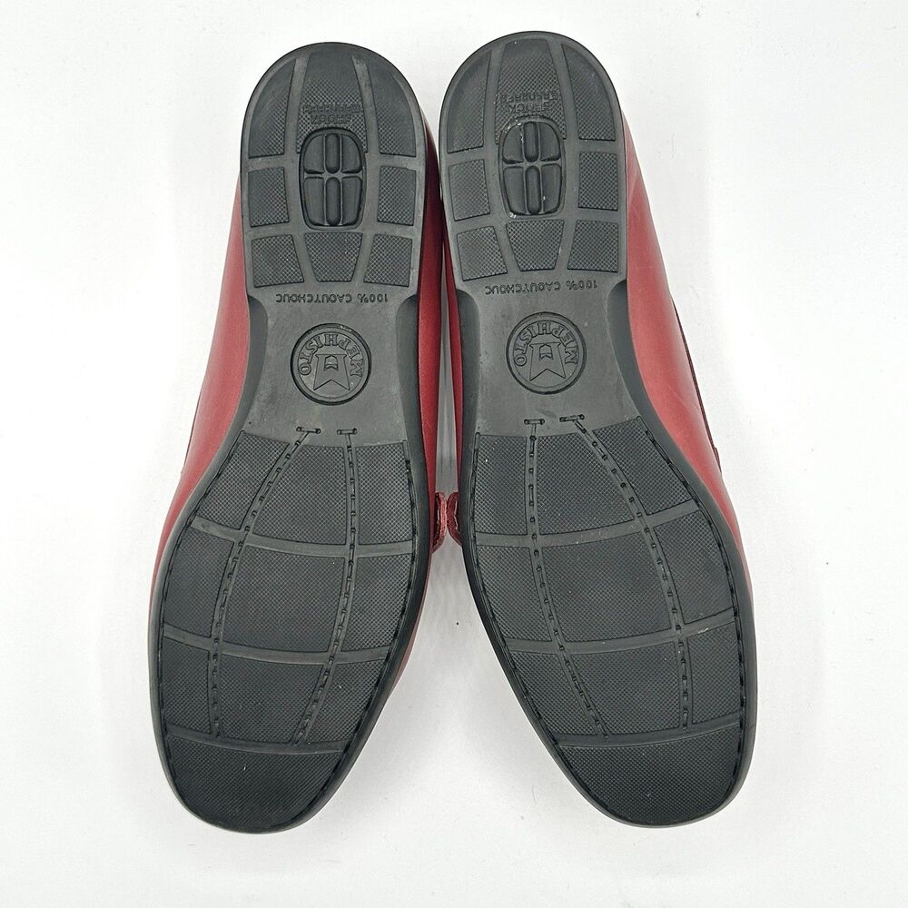 Mephisto Leather Loafers Womens Size US 8 EU 5.5 Red Comfort Shoes Buckle - Picture 8 of 12
